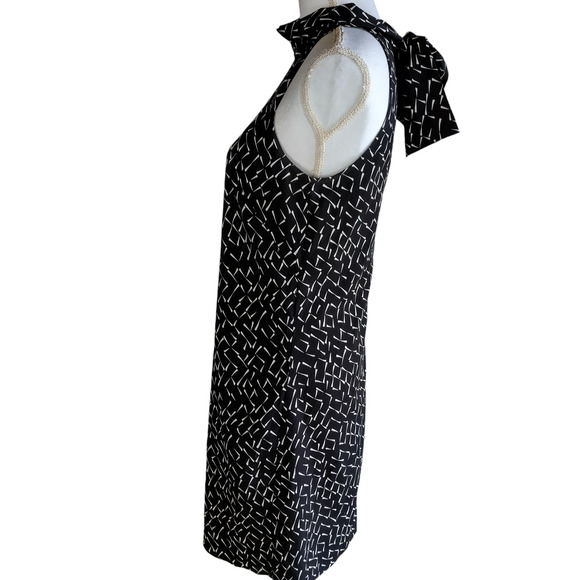 Banana Republic Womens Turtleneck Sleeveless Geometric Mini Dress Black Size 4 - Picture 3 of 8